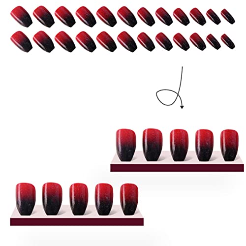 ?Black & Red Acrylic Nails? - Image 2