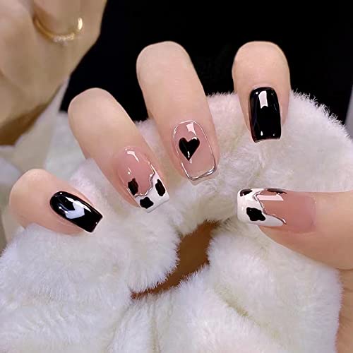 24 Piece Cow Print Acrylic Nails Kit for Instant Glamorous Style