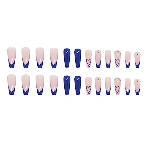 Blue Acrylic Coffin Nails for Babies - Set of 24, Durable and Stylish Design - Image 5