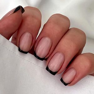 Short Black Square Acrylic Nails