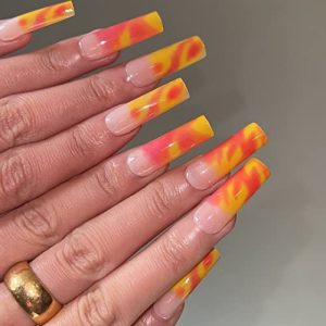 24 Piece Long Square Acrylic Nails Kit - Durable and Stylish for Beautiful Nail Art