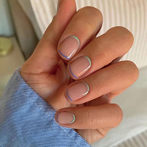 Blue French Tip Acrylic Nails