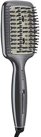 Rotating hair brush for styling and smoothing hair.