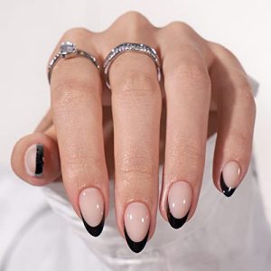Black Stick-On Nails 24 Count Set Instant Glam Easy Application