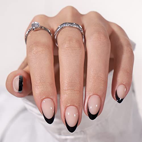 Black Stick-On Nails 24 Count Set Instant Glam Easy Application