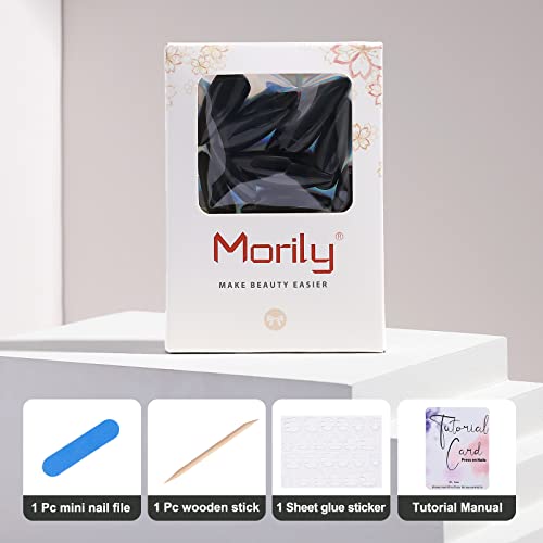 24 Piece Black Acrylic Nail Set Long Length Durable Quality Stylish Manicure - Image 4