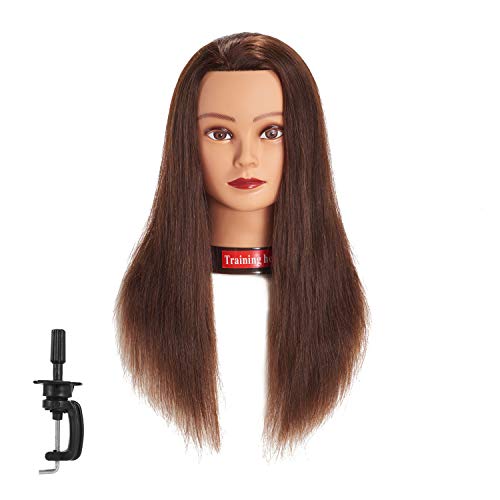 Realistic 22 Inch Human Hair Mannequin Head for Cosmetology Practice