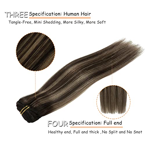 Balayage Brown to Blonde Ombre 18 Inch Clip-In Human Hair Extensions - Image 5