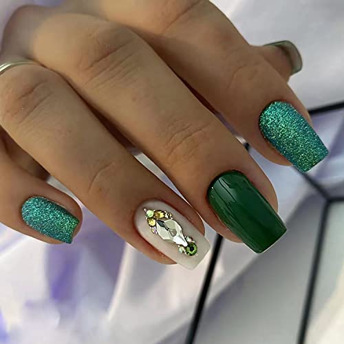 Emerald Green Long Acrylic Nail Kit - Durable & Stylish Salon Quality Set