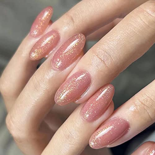 **24 Piece Natural Glitter Acrylic Nails Set for Stunning Long-Lasting Manicures**