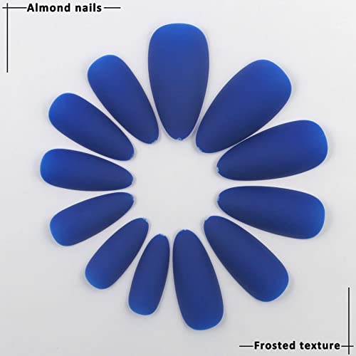 Matte Blue Acrylic Nails Stylish Trendy Nail Art Design 24 Pieces - Image 2