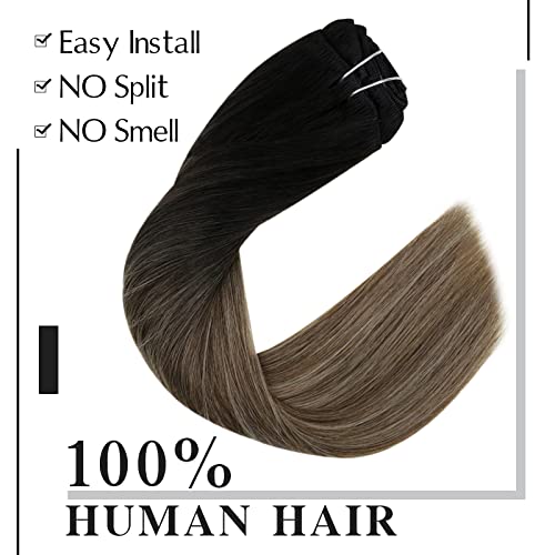 Ombre Brown to Blonde 20 Inch Clip-In Human Hair Extensions for Thick, Voluminous Hair - Image 2