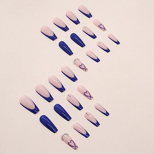 Blue Acrylic Coffin Nails for Babies - Set of 24, Durable and Stylish Design - Image 3