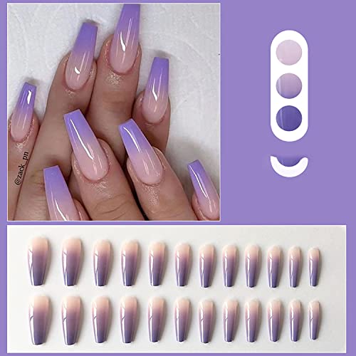 Lavender Coffin Acrylic Nails - 24 Piece Long Lasting Stylish Manicure Set - Image 2