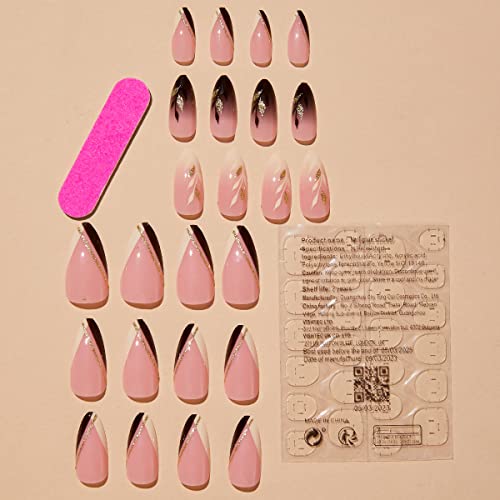 New Yellow and Black Acrylic Nail Set - Medium Size - Image 3