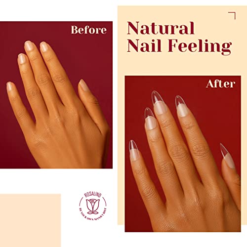 Clear Finish Long Almond Acrylic Nails for Elegant Nail Art, 24 Piece Set - Image 5