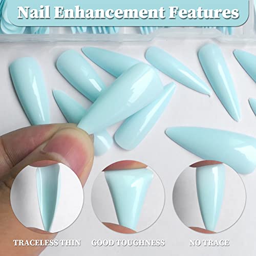 Baby Blue Long Acrylic Nails - Image 2