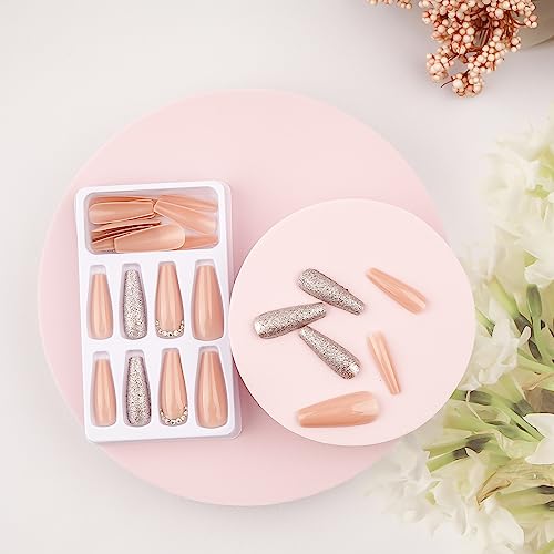 Glitter Fade Acrylic Nails Set 24 Pieces Medium Length for Stylish Manicure - Image 2