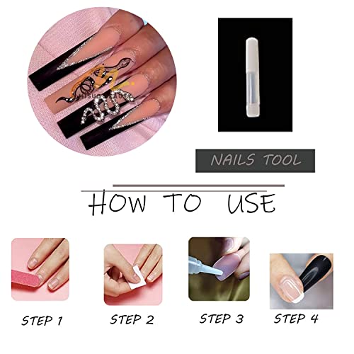 24-Piece Black Bling Acrylic Press-On Nails Set for Instant Glam - Image 6