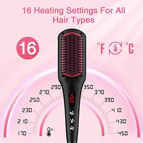 13-in-1 Hair Straightening Brush Flat Iron for All Hair Types, Fast Heating - Image 3