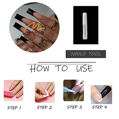 Black Coffin Acrylic Nails - Image 6