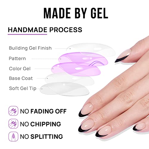 Black Stick-On Nails 24 Count Set Instant Glam Easy Application - Image 3