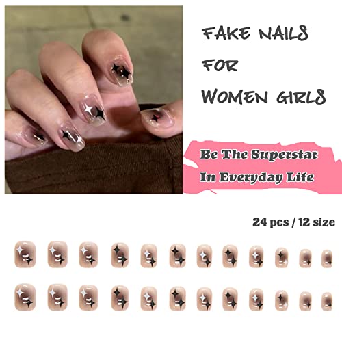 Stylish Black and Brown Acrylic Nails Set 24 Piece Manicure Kit - Image 3