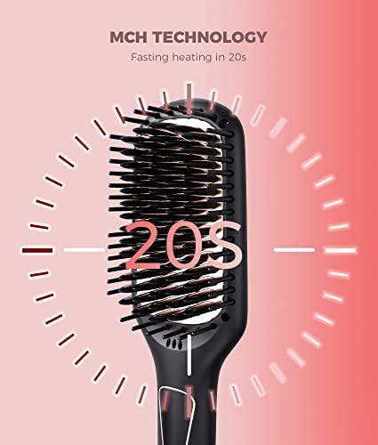 Flow Ceramic Electric Hair Straightener Brush Fast Heating Anti-Static 1 Inch - Image 3