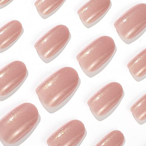 **24 Piece Natural Glitter Acrylic Nails Set for Stunning Long-Lasting Manicures** - Image 4