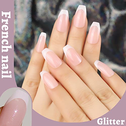 24 Piece Glitter Coffin Acrylic Nail Set for Elegant Nail Art - Image 3