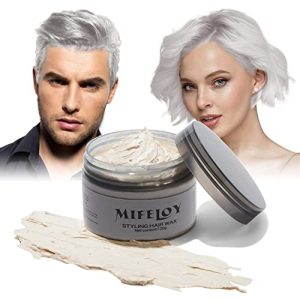 Temporary white spray for hair coloring.
