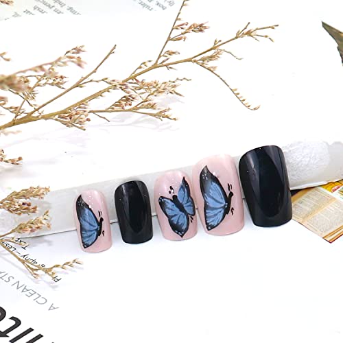 24 Count Blue Butterfly Stick On Nails, Medium Size, Easy Application for Any Occasion - Image 4