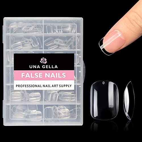 Short Rounded Acrylic Nails with Elegant Design, 24 Piece Set