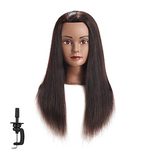 Black Mannequin Head with Human Hair