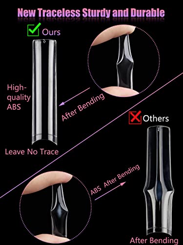 Clear Tapered Square Acrylic Nail Tips for Professional Nail Art, 500 Piece Set - Image 5