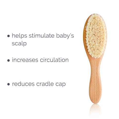 Gentle Natural Baby Hair Brush with Soft Bristles and Ergonomic Handle for Newborns - Image 3