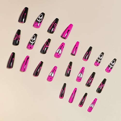 Halloween-themed coffin-shaped acrylic nails. - Image 4