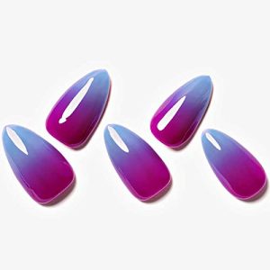 Color-changing acrylic nails react to temperature changes.