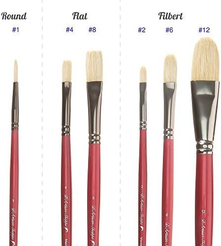 Hog Hair Filbert Paint Brush 1-Inch Medium Size for Professional Artists - Image 4