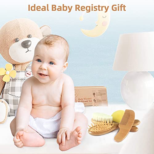 Soft Bristle Baby Wooden Hair Brush and Comb Set for Gentle Grooming - Image 7