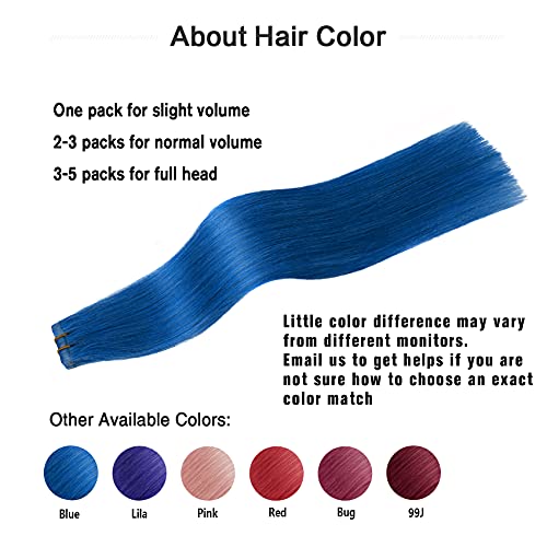 Blue 18 Inch 100% Real Human Hair Extensions for Natural Looking Styles - Image 2