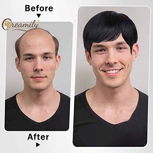 Black human hair wig for men. - Image 3