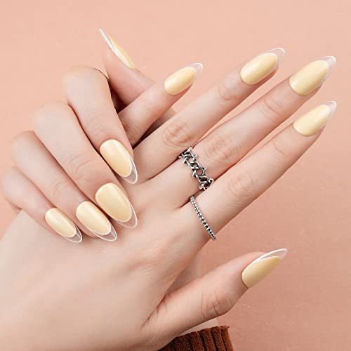 24 Count French Almond Acrylic Nail Tips - Durable & Stylish Nail Art - Image 4