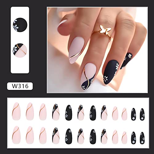Stylish Black and Purple Acrylic Nails Set for Manicure - 24 Pieces - Image 2