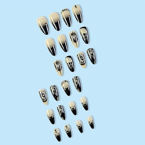 Black Halloween Spooky Style Acrylic Nail Set 24 Pieces Easy Apply - Image 3