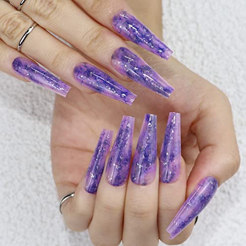Short Purple Acrylic Nails. - Image 3
