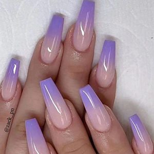 Lavender Coffin Acrylic Nails - 24 Piece Long Lasting Stylish Manicure Set