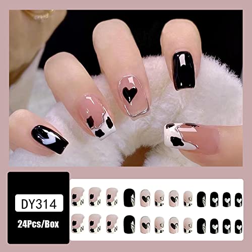 24 Piece Cow Print Acrylic Nails Kit for Instant Glamorous Style - Image 2