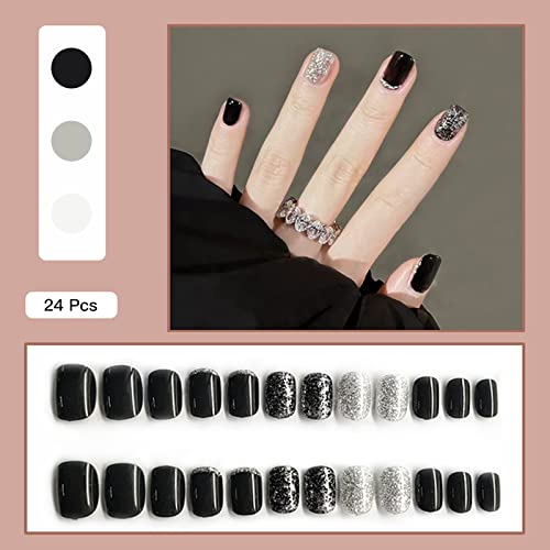 Short Black Acrylic Nails - Image 2