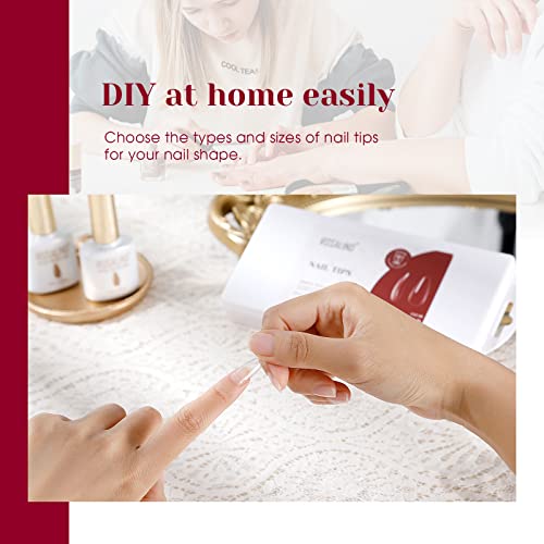 Clear Finish Long Almond Acrylic Nails for Elegant Nail Art, 24 Piece Set - Image 4